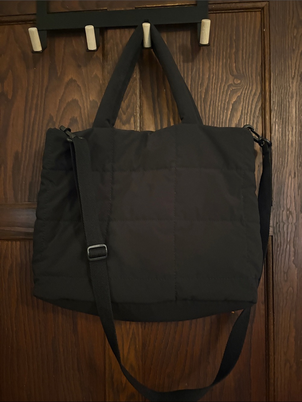 GAP Black Quilted Crossbody Tote Bag